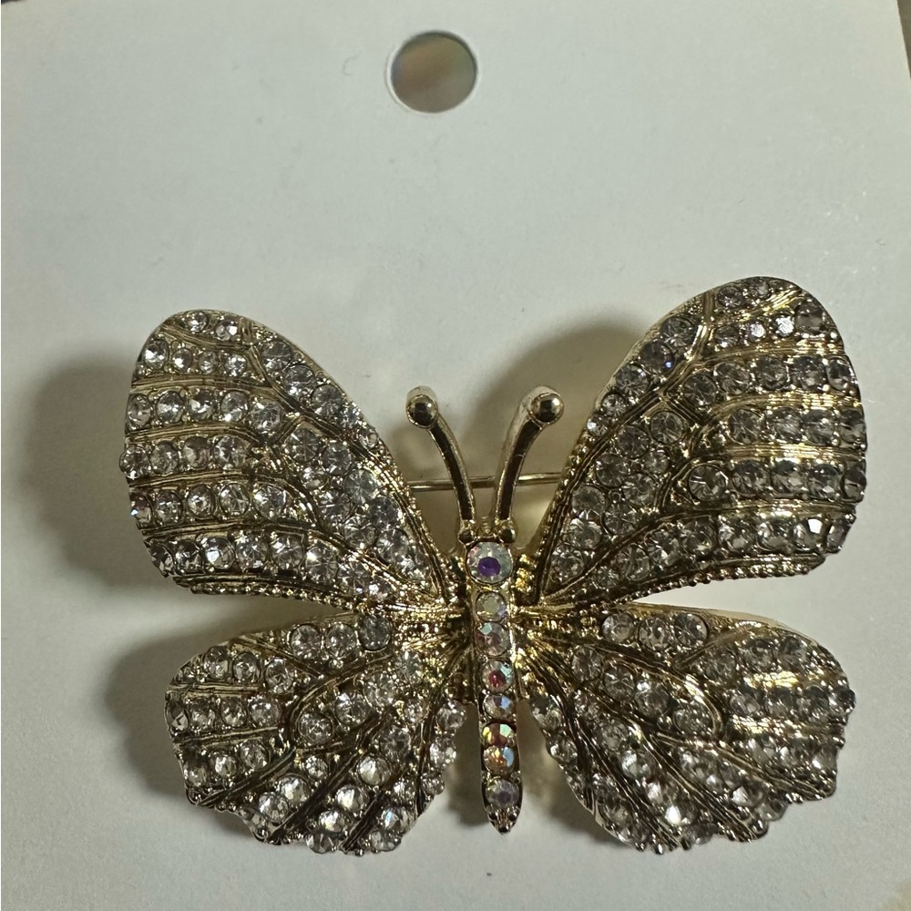 Butterfly Brooch with Rhinestone - Picture 3 of 3